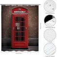 thumbnail image 2 of Telephone Booth Shower Curtain London Streets UK Red Brick Shower Curtain Retro Romantic England City Scenery Old Street Vintage Building Bathroom Decor Set with 12 Hooks 72x72 Inches, 2 of 6