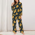 thumbnail image 2 of Fotbe Blue Striped Sunflower A Pattern Long Sleeve Pajama Set for Women,Sleepwear Set,2-piece Loungewear Set,Soft PJs Comfy Nightwear with Pockets -Large, 2 of 7