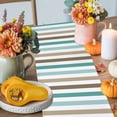 thumbnail image 4 of Brown Teal Green White Striped Cotton Linen Table Runner, Washable Table Runners for Kitchen, Dining Room, Holiday, Home Party Table Decor, 13x120 Inches, 4 of 9