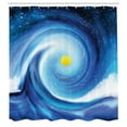 thumbnail image 3 of Ambesonne Abstract Shower Curtain, Surfer Wavy Sun, 69"Wx84"L, Blue White and Yellow, 3 of 5