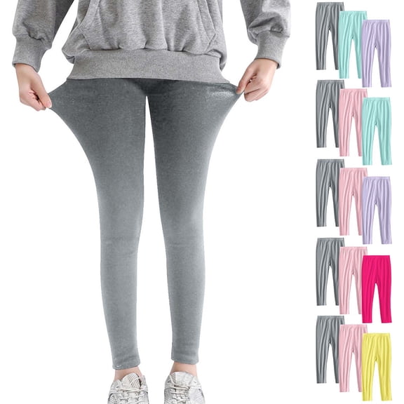 ZQUUVOU Girls 3 Pack Long Leggings Soft Cotton Blend Tights Stretchy Pants Breathable Footless Stretchy Tights Pants Yellow
