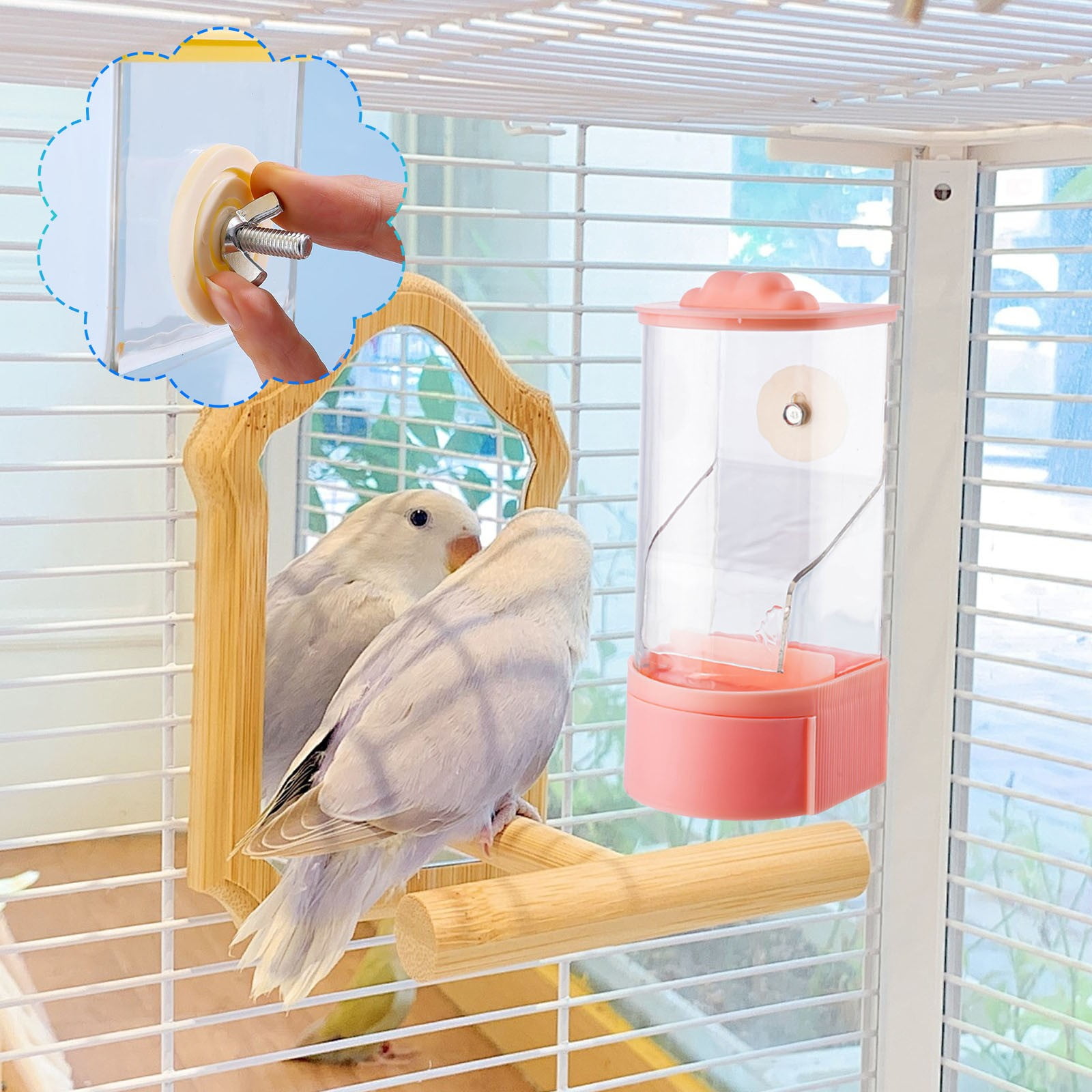 Automatic Bird Food Dispenser Feeder, Scatter Proof and Husk Separation Food Box, for Convenient and Clean Feeding of Caged Parrots and Pet Birds