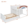 thumbnail image 3 of Full-Over-Full Size Offset Bunk Bed with Wardrobe & Built-in Hanging Rod, Storage Kids Bed Frame with 2 Drawers & Guardrail, 3 of 10
