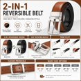 thumbnail image 7 of Men's Reversible Genuine Leather Belt, 1.38" Wide 2-in-1 Dress Belt with 360° Rotating Pin Buckle, Adjustable Business Casual Belt, Blue Brown Coffee, Sizes 33"-43" - TRISJEM, 7 of 7