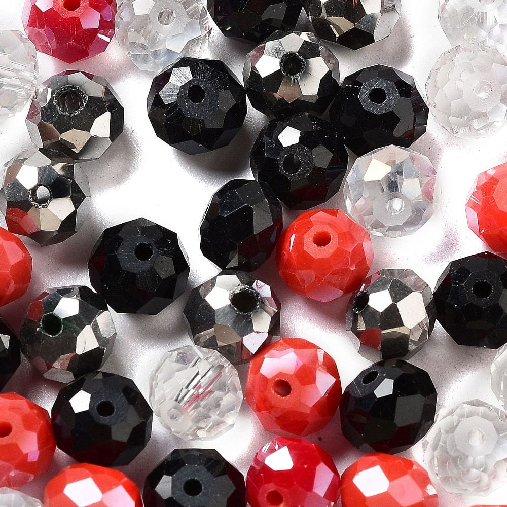 Glass Beads Faceted Rondelle Silver 10x8mm Hole: 1mm about 560pcs/500g