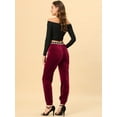 thumbnail image 4 of INSPIRE CHIC Pantalones Largos De Terciopelo Con Corazones De Cintura Elástica Alta Para Mujer Borgo?a M, 4 of 5