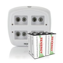 Tenergy TN136 Charger And 4 Pack Centura 9V Rechargeable Batteries