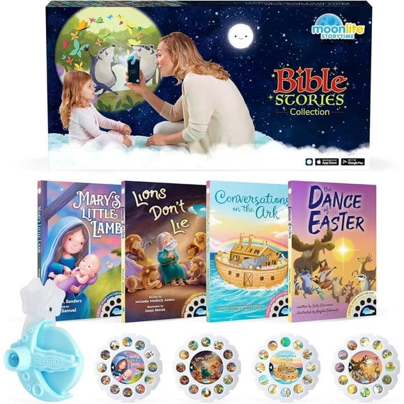 Colección Moonlite de historias bíblicas para niños (paquete de 4) con carretes