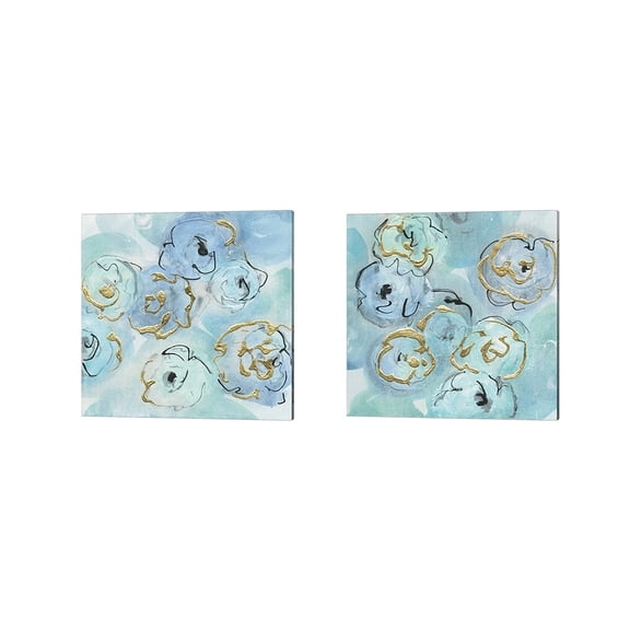 Metaverse Chris Paschke 'Gold Edged Teal' Canvas Art (Set of 2)