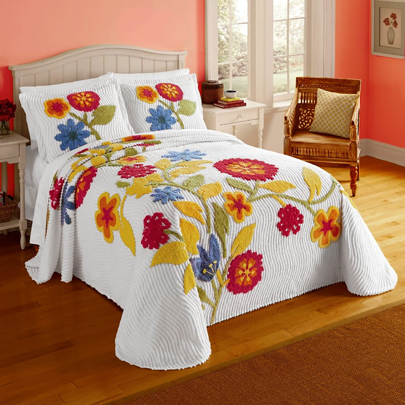 Spring Blooms King Chenille Bedspread