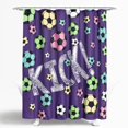thumbnail image 2 of Lush Decor Micro Fiber Girls Soccer Kick Shower Curtain White/Turquoise Single 72x72, 2 of 11