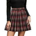 thumbnail image 2 of Plaid Skirts for Women Casual High Waist Pleated A Line Skirt Loose Comfortable Womens Mini Skirt Wine XXL, 2 of 4