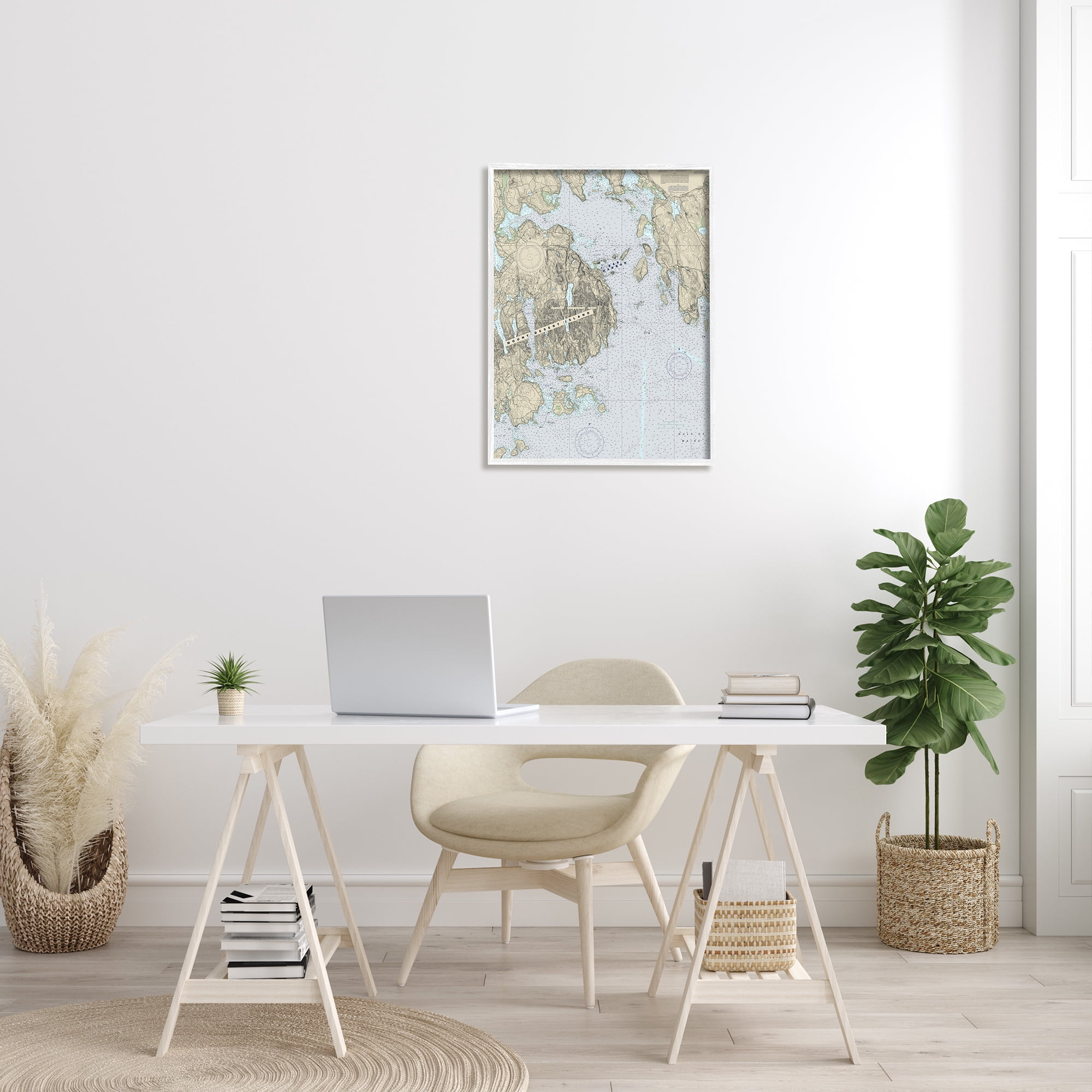 Stupell Industries Mount Desert Island Maine Coastal Map Traditional Cartography, 24 x 30, Designed by Daphne Polselli