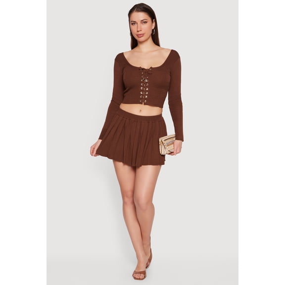 Women's Solid Pleated Mini Skirt