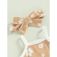 thumbnail image 6 of Baby Girl Floral Summer Clothes Set Waffle Knit Spaghetti Straps Romper Ruffle Shorts Bloomers Headband 3M 6M 12M 18M, 6 of 10