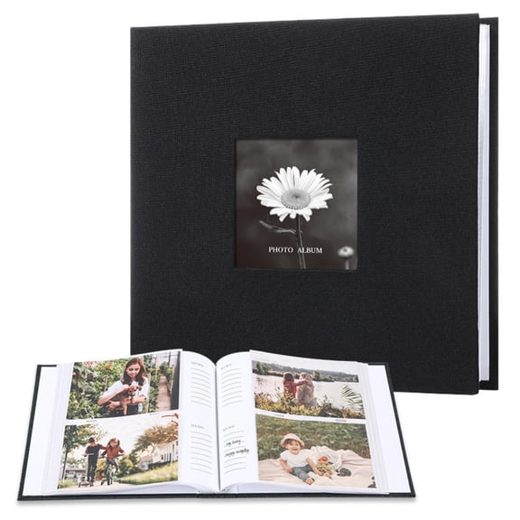 Photo Album 4x6 240 Photos with Writing Space Leather Cover with Front Window Picture Album, 240 Photos 4x6 Photo Album Book for Wedding Kids Travel Family Baby Pictures (Black)