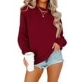 thumbnail image 2 of BODOAO Sweatshirts for Women Hoodies Crew Neck Oversized Long Sleeve Fall Pullover Sweaters Graphic Printed Pullover Top Comfy Fall Winter Outfits Clothes 2025 Fashion Wine S, 2 of 6