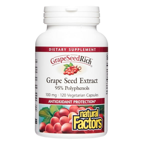 Natural Factors GrapeSeedRich Grape Seed Extract, Antioxidant Support, 120 Capsules