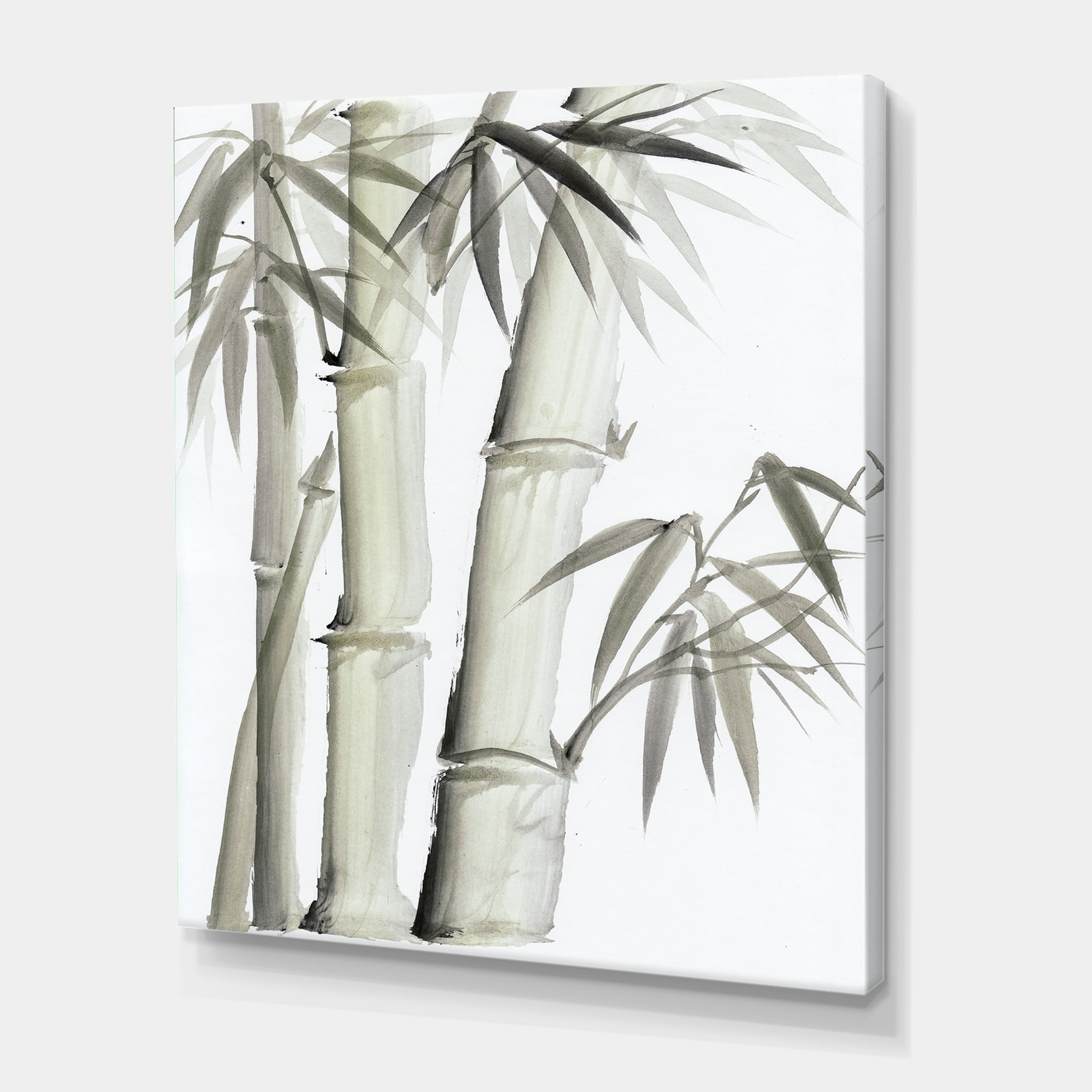 Designart ' Vintage Black and White Bamboo V ' Lake House Canvas Wall Art Print