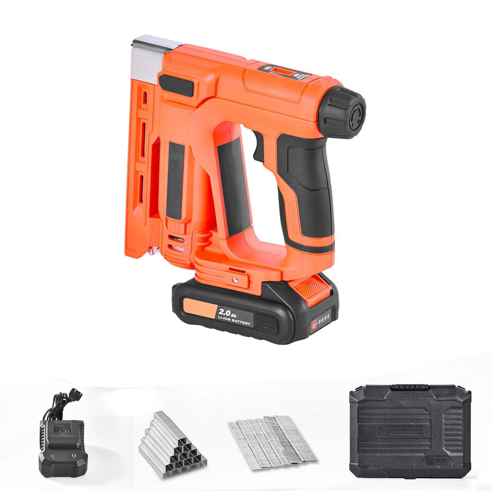 Cordless Brad Nailer Staple Gun 2 in 1 18 Gauge 5/8 Inch with 1000 Staples 1000 Nails Battery Charger Non Slip Rubber Grip for Woodworking DIY