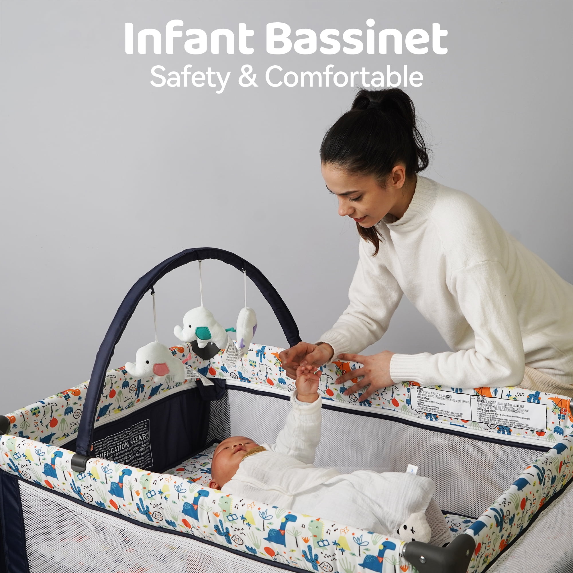 Pamo Babe Portable Playard,Sturdy Play Yard with Padded Mat and