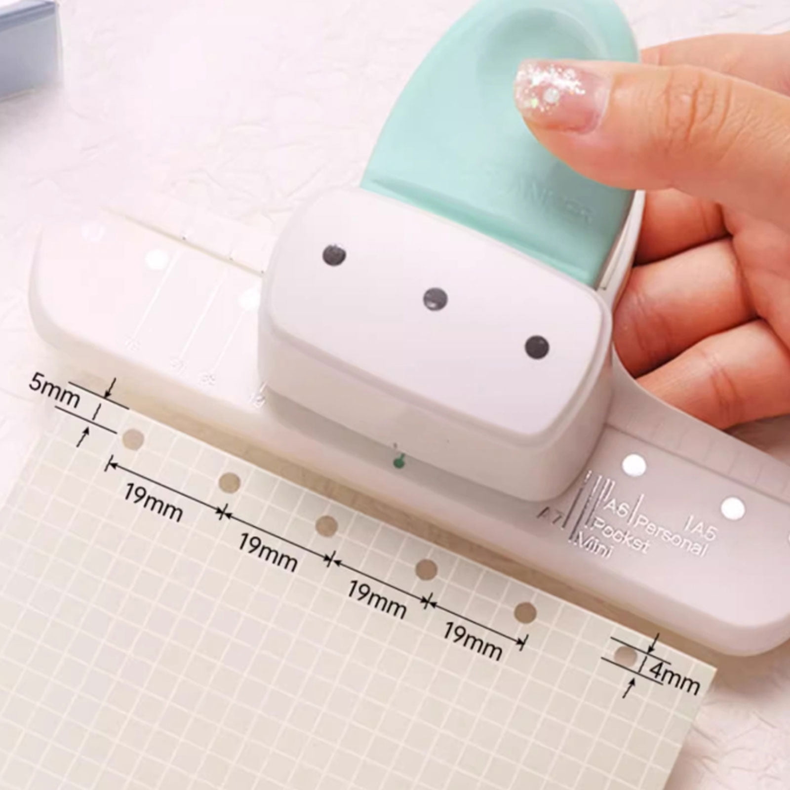 RUISINERY 3 Hole Paper Puncher 4mm Round Hole Puncher with Alignment Scale 8 Sheets Capacity for Binder Notebook Journal Planner