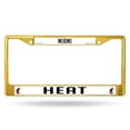 thumbnail image 4 of Miami Basketball Heat Gold Painted Chrome Metal License Plate Frame - Set of 2 Frames, 4 of 6
