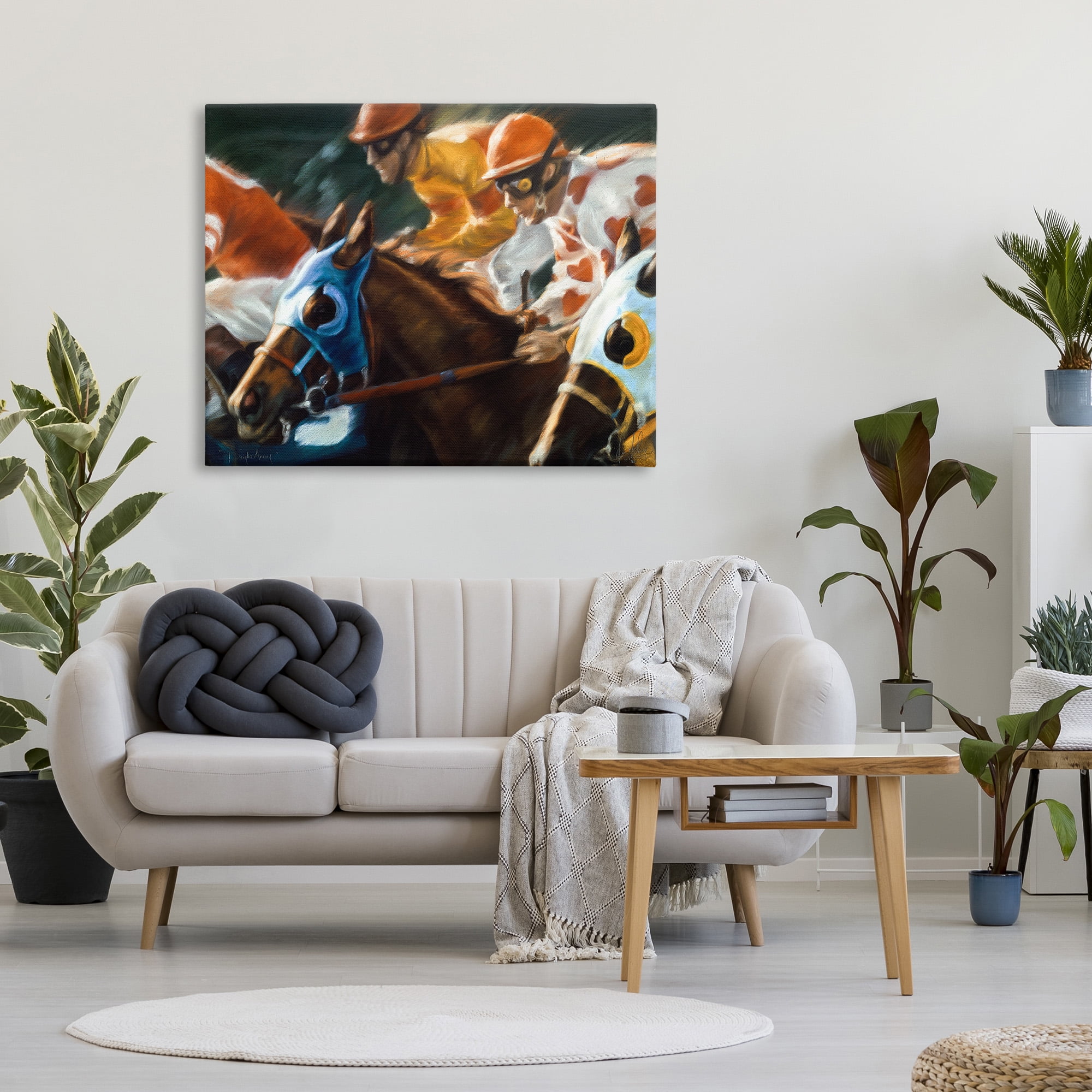 Stupell Industries Equestrian Jockeys Racing Animals & Insects Painting Gallery Wrapped Canvas Art Print Wall Art, 48 x 36