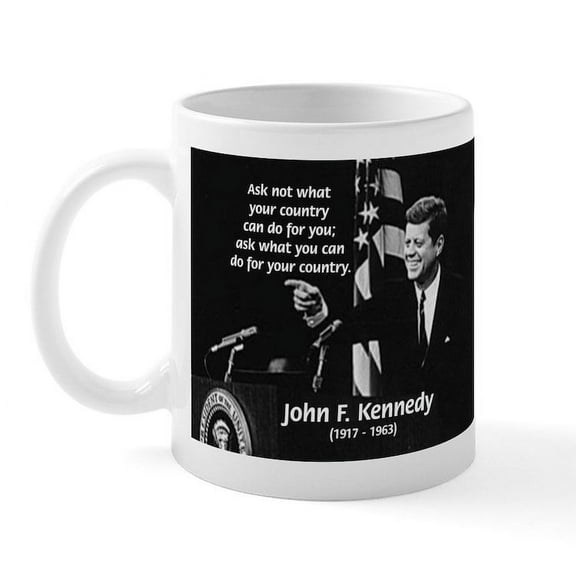 CafePress - Famous Quote From JFK Mug - 11 oz Ceramic Mug - Novelty Coffee Tea Cup
