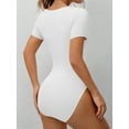 thumbnail image 3 of MOYIKO Square Neck Tops for Women Short Sleeve Bodysuit for Women Fitted Tight Tops, 3 of 9