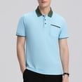 thumbnail image 2 of hoksml Mens Short Sleeve Shirts Casual Golf Polos Shirt Solid-Color Collared Colour Blocking Button Pocket T Shirt Top Turndown Collar Blouse Tee Shirt Summer Clearance, 2 of 5