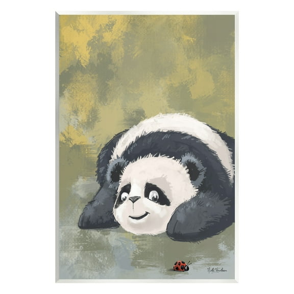 Stupell Industries Panda Watching Ladybug Animals & Insects Painting Unframed Art Print Wall Art, 10 x 15