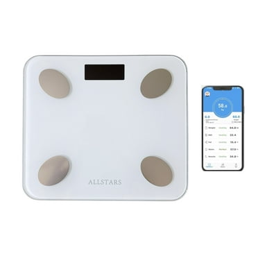Weight Scale - Smart Bluetooth Scale for Body Fat, BMI & Weight Tracking, High Precision, 396 lbs Capacity, Large LED Display, Fitness Health Scale, Smartphone App Sync - White