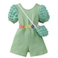 thumbnail image 1 of Icvfdpl Combinaisons pour Filles, Ensemble Décontracté 2 Pcs, Barboteuse Côtelée à Manches Courtes, Mode Urbaine Adorable 4-5 Ans, 1 of 9