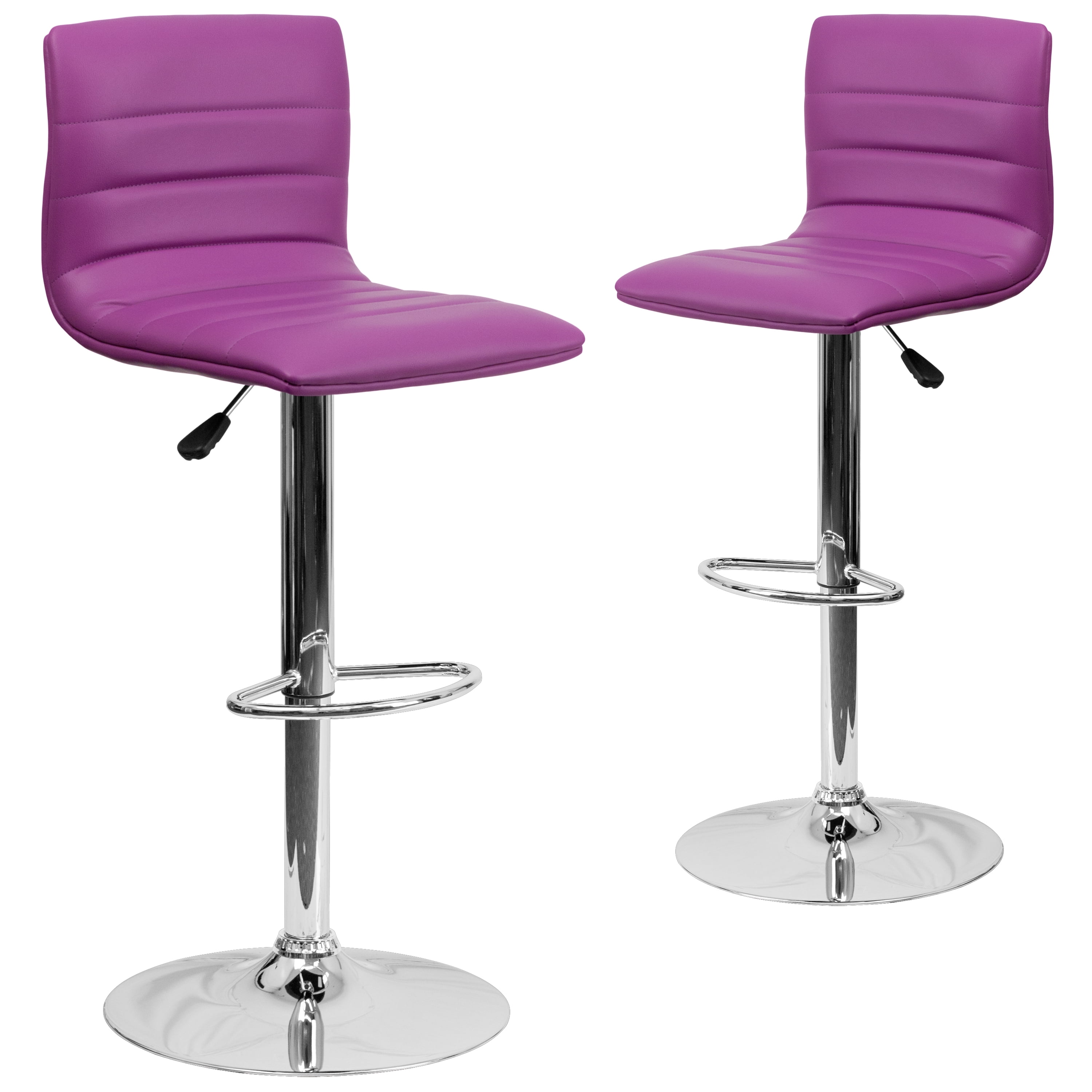 Flash Furniture 2 Pack Modern Purple Vinyl Adjustable Bar Stool with