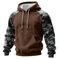 thumbnail image 2 of yuCgh Men's Camouflage Hoodie with Stand Collar, Plus Size Casual Sweatshirt, Button Front Design for Easy Wear and Stylish Layering,Light Brown 2XL, 2 of 6