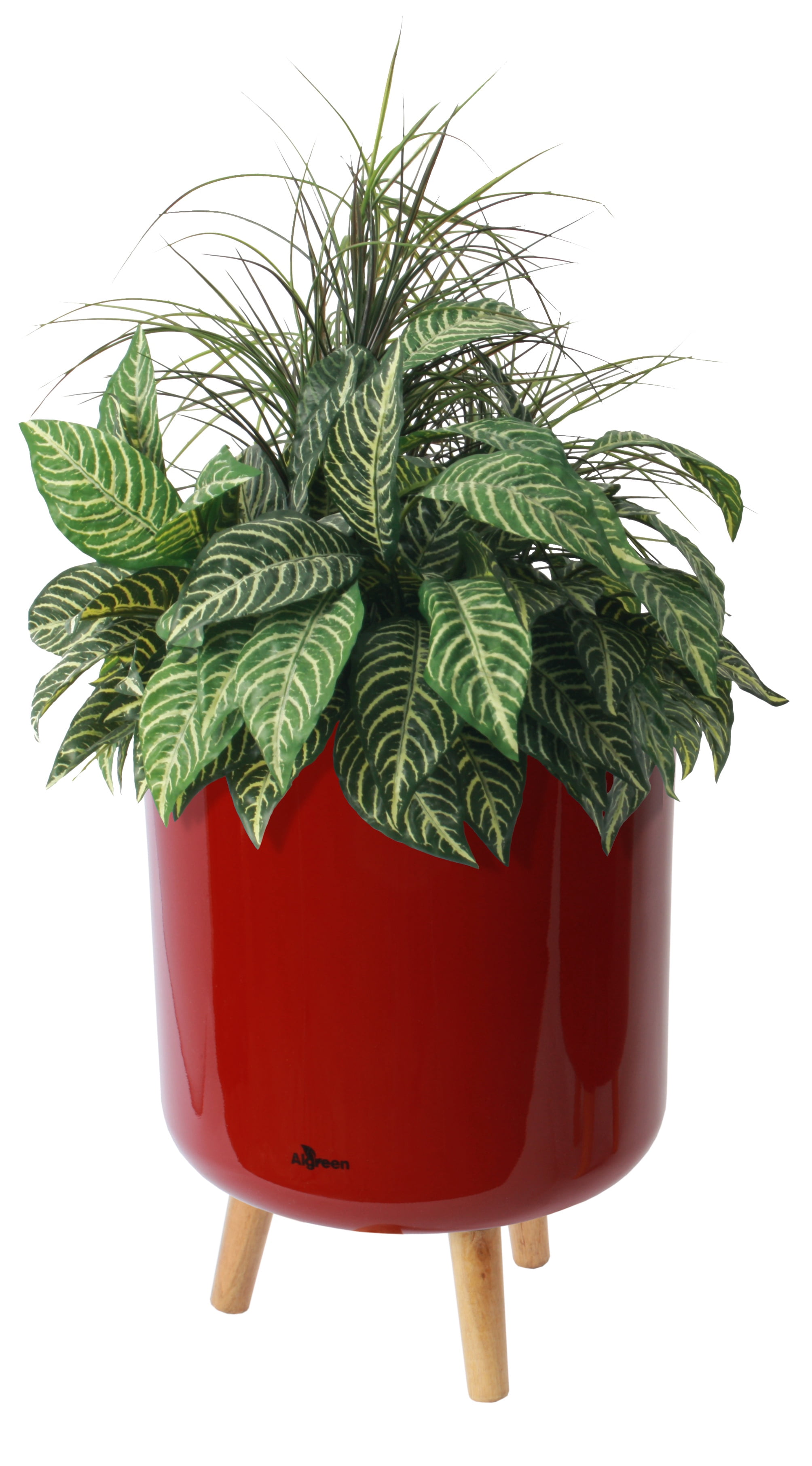 Algreen Modena 8.5" Self-Watering Planter with Stand, Gloss Red