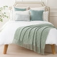 thumbnail image 4 of Battilo Sage Green Throw Blanket,Boho Bed Throws,Light Blue Blanket for Couch Spring Decor,50"x60", 4 of 8