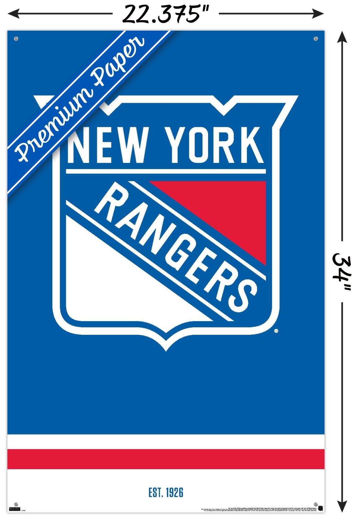 NHL New York Rangers - Logo 21 Wall Poster with Pushpins, 22.375" x 34"
