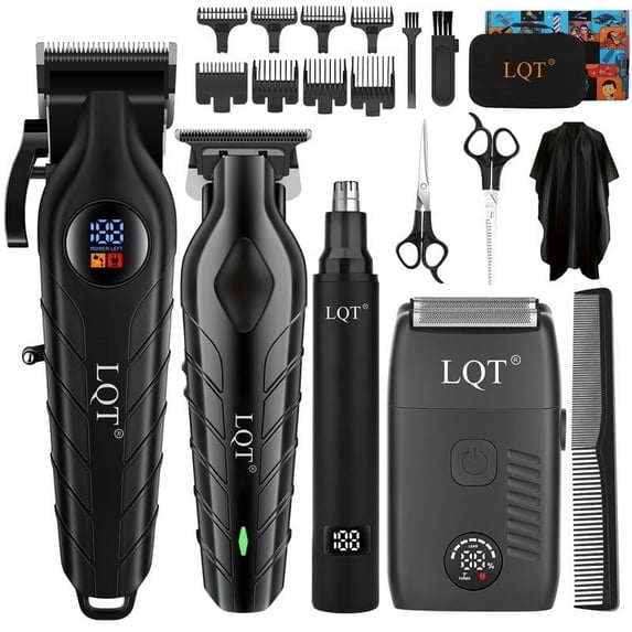 LQT Professional Men's Hair Clipper and Trimmer Set, Including Electric Shaver and Nose Hair Trimmer, Men's Grooming Kit.