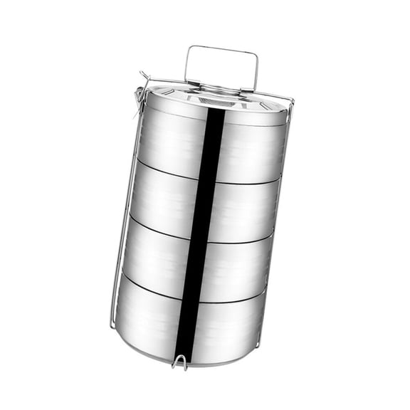 Stainless Steel Insulated Lunch Box 4-tier Portable Food Container for Picnic School Office (14cm)