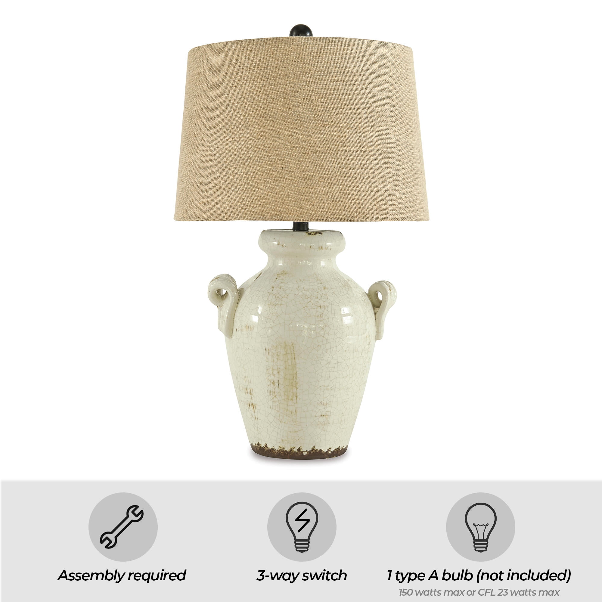 Signature Design by Ashley Casual Emelda Table Lamp  Cream