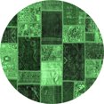 thumbnail image 1 of Ahgly Company Indoor Round Patchwork Emerald Green Transitional Area Rugs, 8' Round, 1 of 4