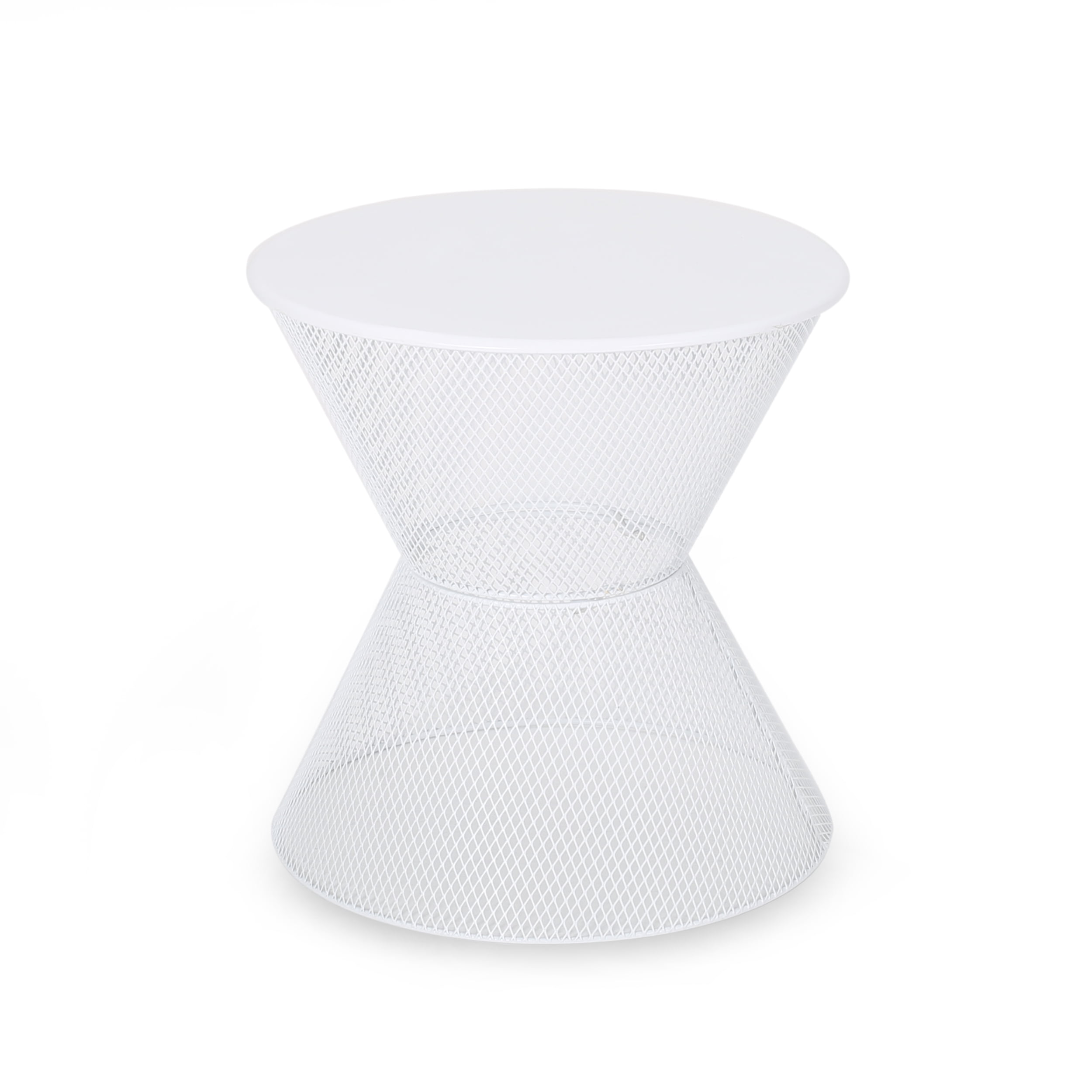 Saralee Outdoor Modern Iron Side Table, Matte White