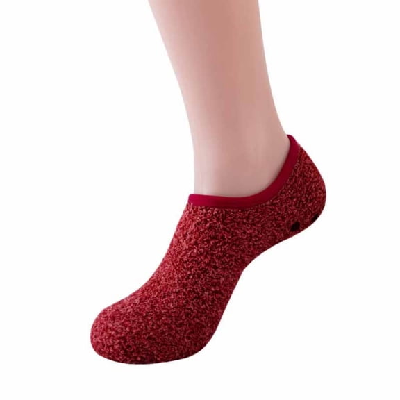 Voncos Plush Comfortable Non-Slip Lounge Socks for Women Red - Indoor Dotted Sole Fuzzy Free Size House Socks