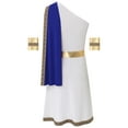 thumbnail image 4 of Haitryli Men's Ancient Greek God Toga with Sleeves One Shoulder Halloween Costume Tunic Role Play Blue 3XL, 4 of 7