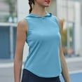 thumbnail image 5 of CFLVAEK Workout Tank Top for Women with Hood Loose Fit Sleeveless Yoga Tops Quick Dry Running Tennis Tank Tops Solid Color Curved Hem Shirts Sky Blue M, 5 of 6