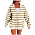 thumbnail image 4 of Hvyesh Striped Zip Up Hoodie Women Oversized Sweatshirt Hoodies Zipper Sweaters Pullover Vintage Preppy Shirt Outfits, 4 of 4