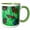 Green/White, variant on 3drose, Multiple Colorful Butterflies with Green Grassy Background, 11oz Two-tone Red Mug
