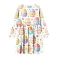 thumbnail image 5 of Xdegoge Funny Kids Girls Easter Holiday Dress Colorful Egg Printed Tween Spring Sundress Knee Length Swing Long Sleeve Cute Festival Party Outfit Casual Play Wear Daily Dress for Teen, 5 of 7
